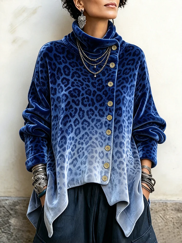 🤲LAST DAY SAVE 49% 🐆 Colorful Animal Print Velvet Button-Up Top – Luxe, Flattering & Effortlessly Chic